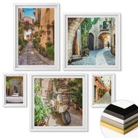 WANDBILDER 5er-Set - 50x50 cm & 20x30 cm & 40x60 cm Weißer Rahmen - Porträts von Frauen mit Lippen - Weiß, Kunststoff (40/60cm) - ArtPrintCave