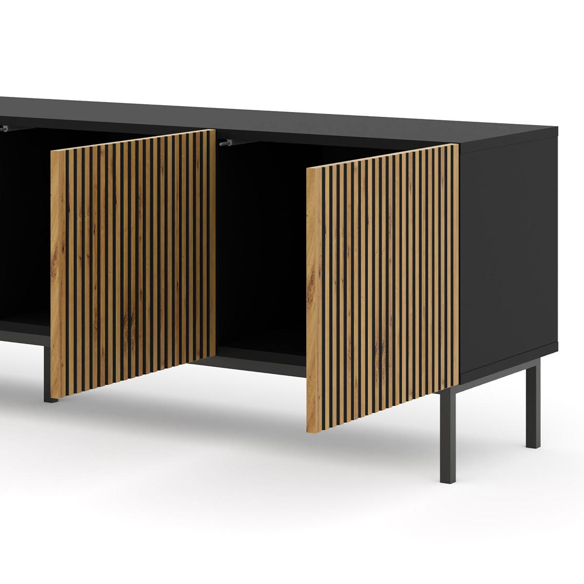 TV-MÖBEL Philaé Holz und Schwarz - Schwarz, Holzwerkstoff (200/58/42cm) - Petits-meubles