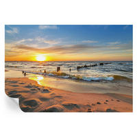 FOTOTAPETE 152x104 cm - Sonnenuntergang am Strand - Gelb, Textil (152/104cm) - Wallfluent