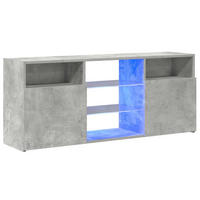 LOWBOARD mit Led-Leuchten 120/30/50 cm aus Holzwerkstoff in Betongrau - Hellgrau, Holz (120/50/30cm) - vidaXL