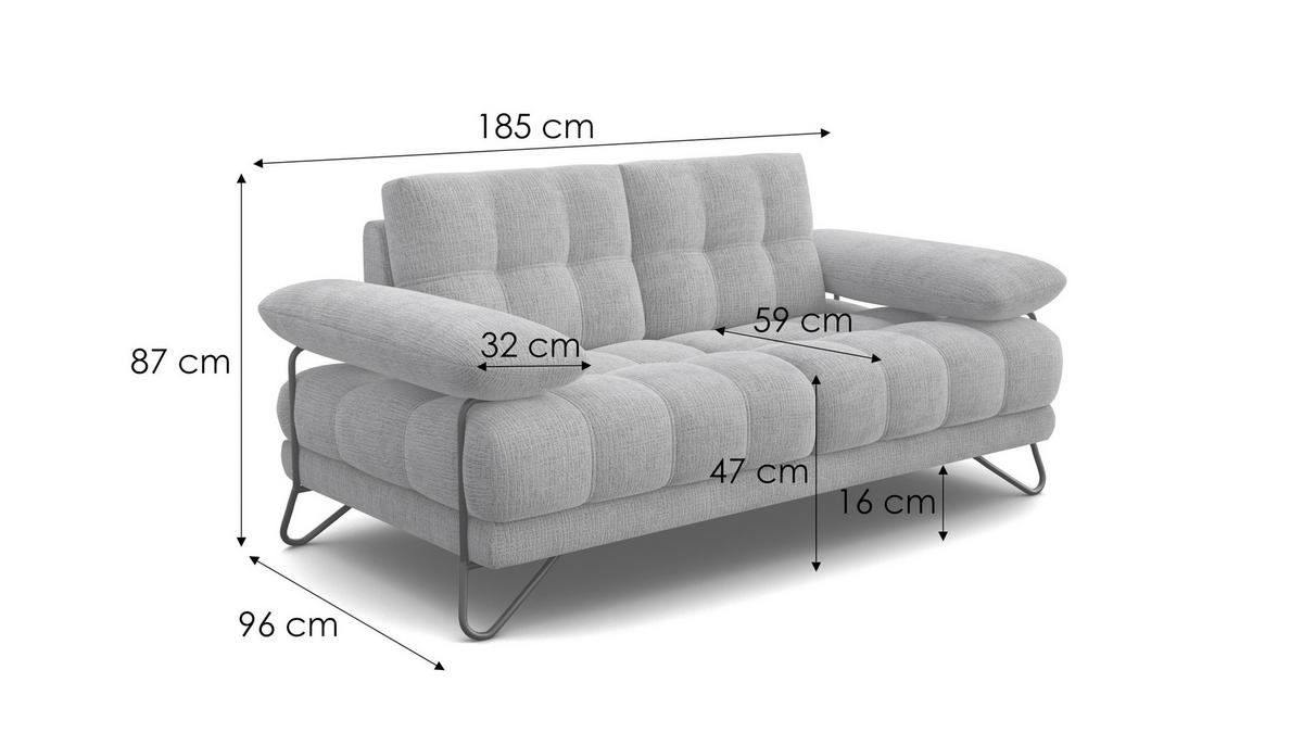 SOFA BUBBARA 2-Sitzer, beige - Beige/Schwarz, Holz/Textil (185/87/96cm) - Courtois Laville
