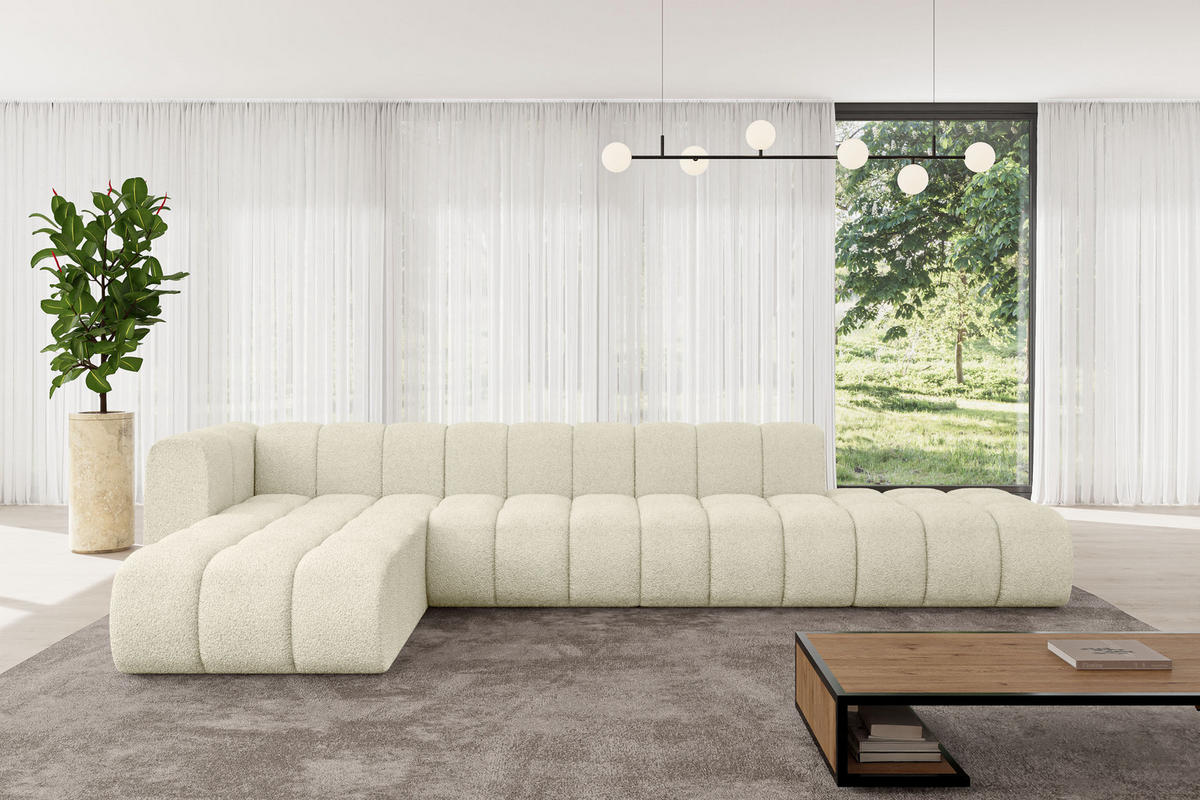 ECKSOFA modulares Sofa Zuvon-L2 - 387x177x70 cm Beige - Beige, Holzwerkstoff/Textil (387/177cm) - ALTDECOR