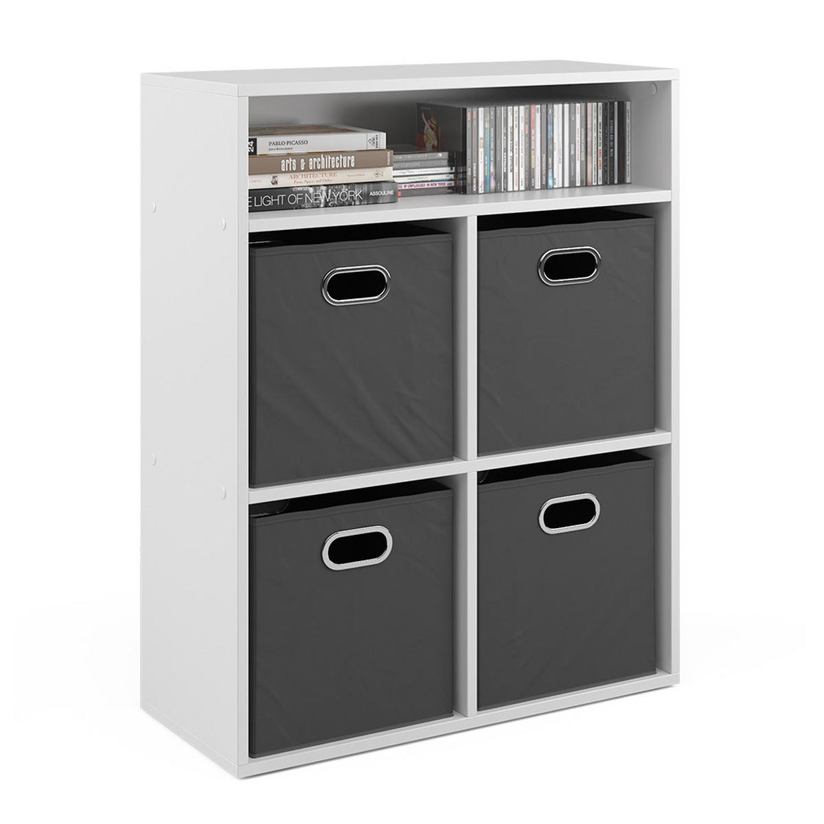 BÜCHERREGAL Weiß 72 x 90.2 cm mit 4 Faltboxen - Weiß, Holzwerkstoff (72/90.2/30.6cm) - Vicco