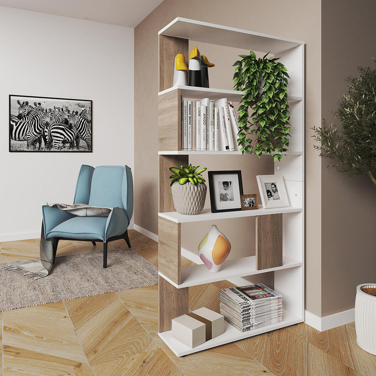 RAUMTEILER Sonoma 80 x 162.6 cm - Weiß/Sonoma Eiche, Holzwerkstoff (80/162.6/23.6cm) - Vicco