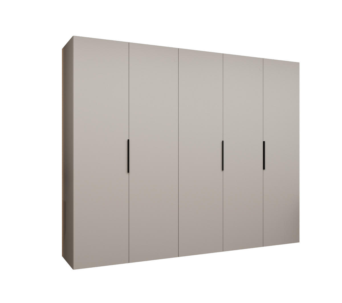DREHTÜRENSCHRANK 202/250/52 5-türig - Kaschmir/Schwarz, Holz (250/202/52cm) - MÖBEL KRYSPOL