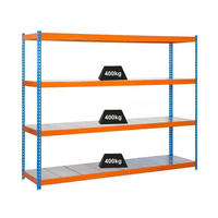 SCHWERLASTREGAL BIG METAL YETI FOUR | HxBxT 200x120x60cm | Fachlast 400kg | Blau-Orange - Gelb, Metall (120/200/60cm) - PROREGAL