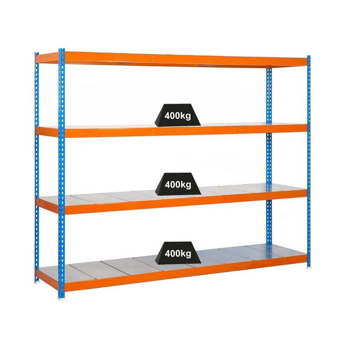 SCHWERLASTREGAL BIG METAL YETI FOUR | HxBxT 200x120x60cm | Fachlast 400kg | Blau-Orange - Gelb, Metall (120/200/60cm) - PROREGAL
