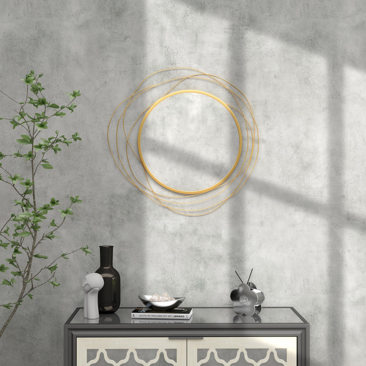 WANDSPIEGEL, Metall, Glas, Gold - Goldfarben, Metall (1/65/65cm) - HOMCOM