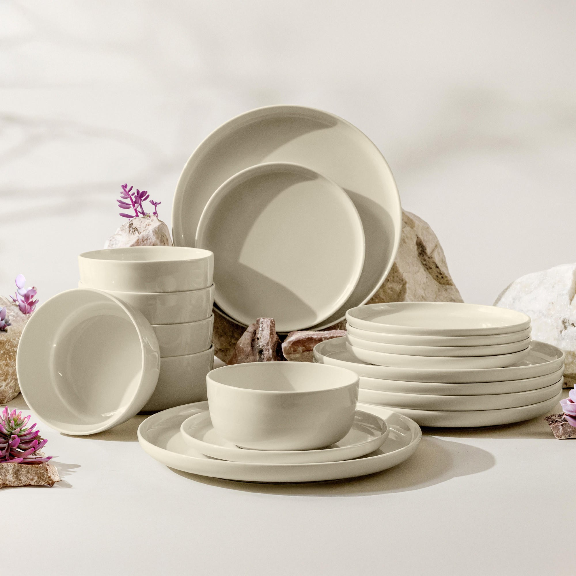 TAFELSERVICE VICTO Schüssel 6 Personen 18-tlg - Beige, Keramik (27/2/27cm) - KONSIMO®