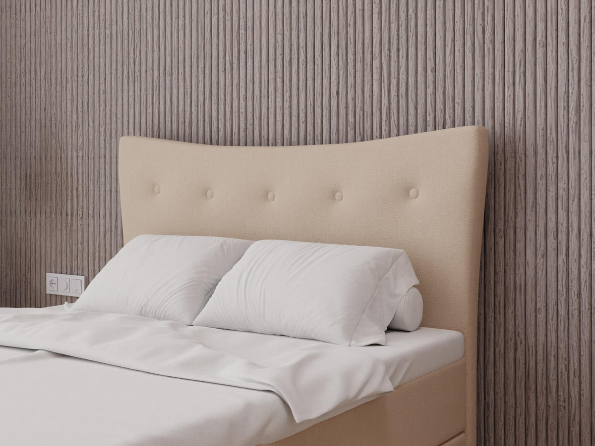BOXBETT Nevada 140 x 200 cm Doppelbett mit hochwertiger Bonell-Matratze und Topper - beige - Beige, Holz (140/200cm) - Panda Möbel