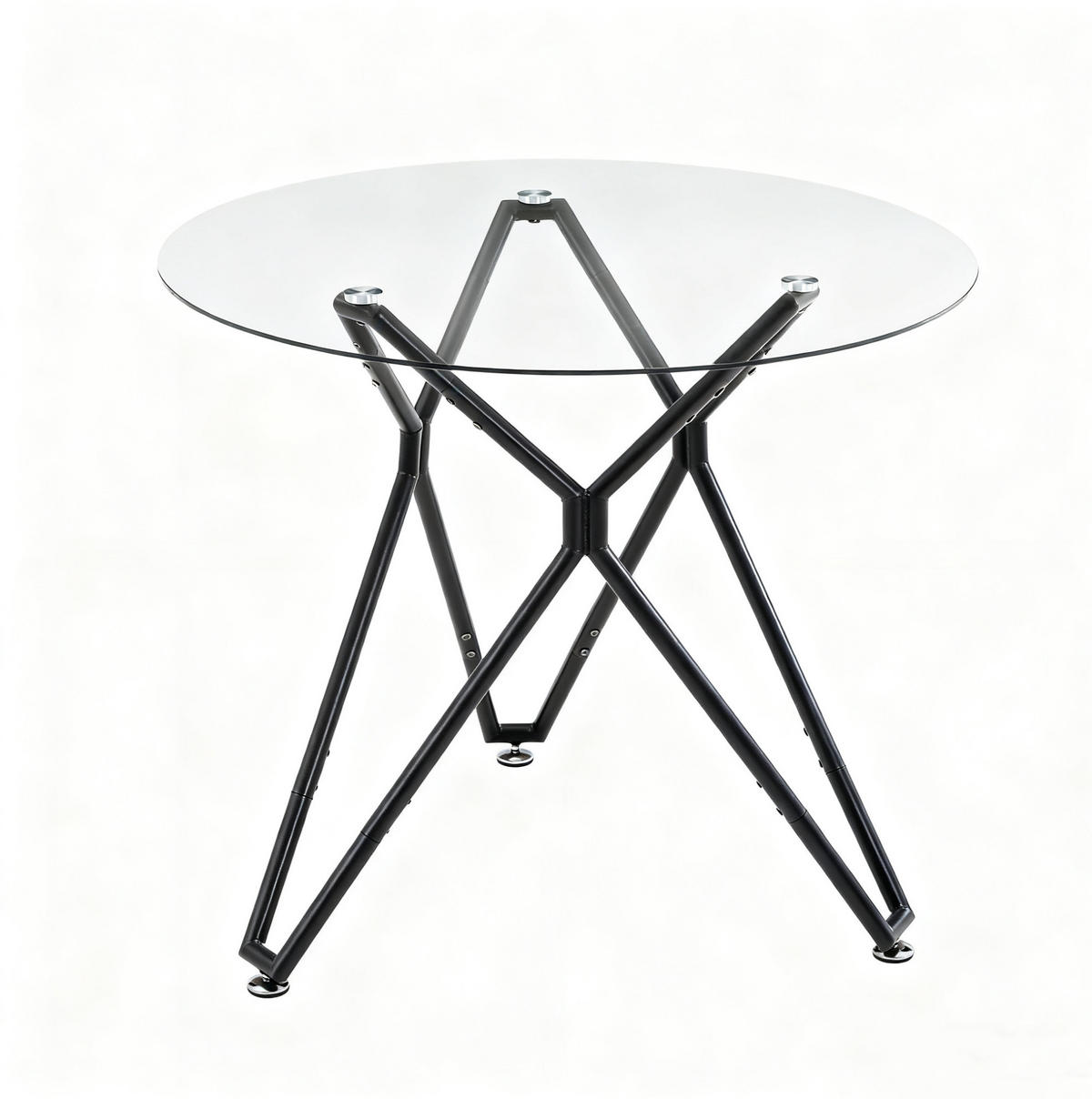ESSTISCH 90/90/78 cm aus Glas und Metall in Schwarz, rund und platzsparend - Schwarz, Glas (90/90/78cm) - Flora Grace