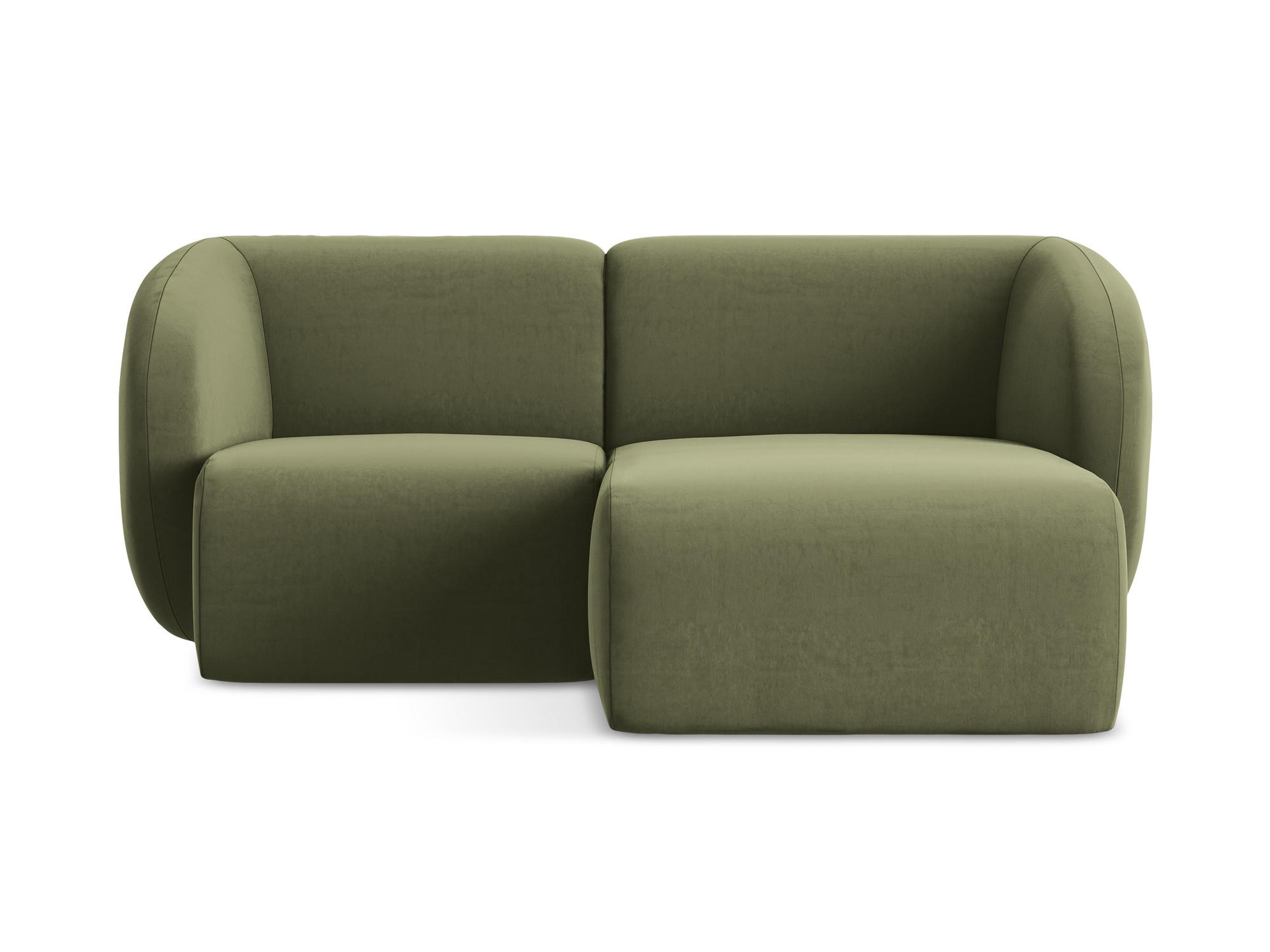 ECKSOFA Rechts Samt Stoff Grün - Schwarz/Olivgrün, Holzwerkstoff/Kunststoff (178/166cm) - Makamii