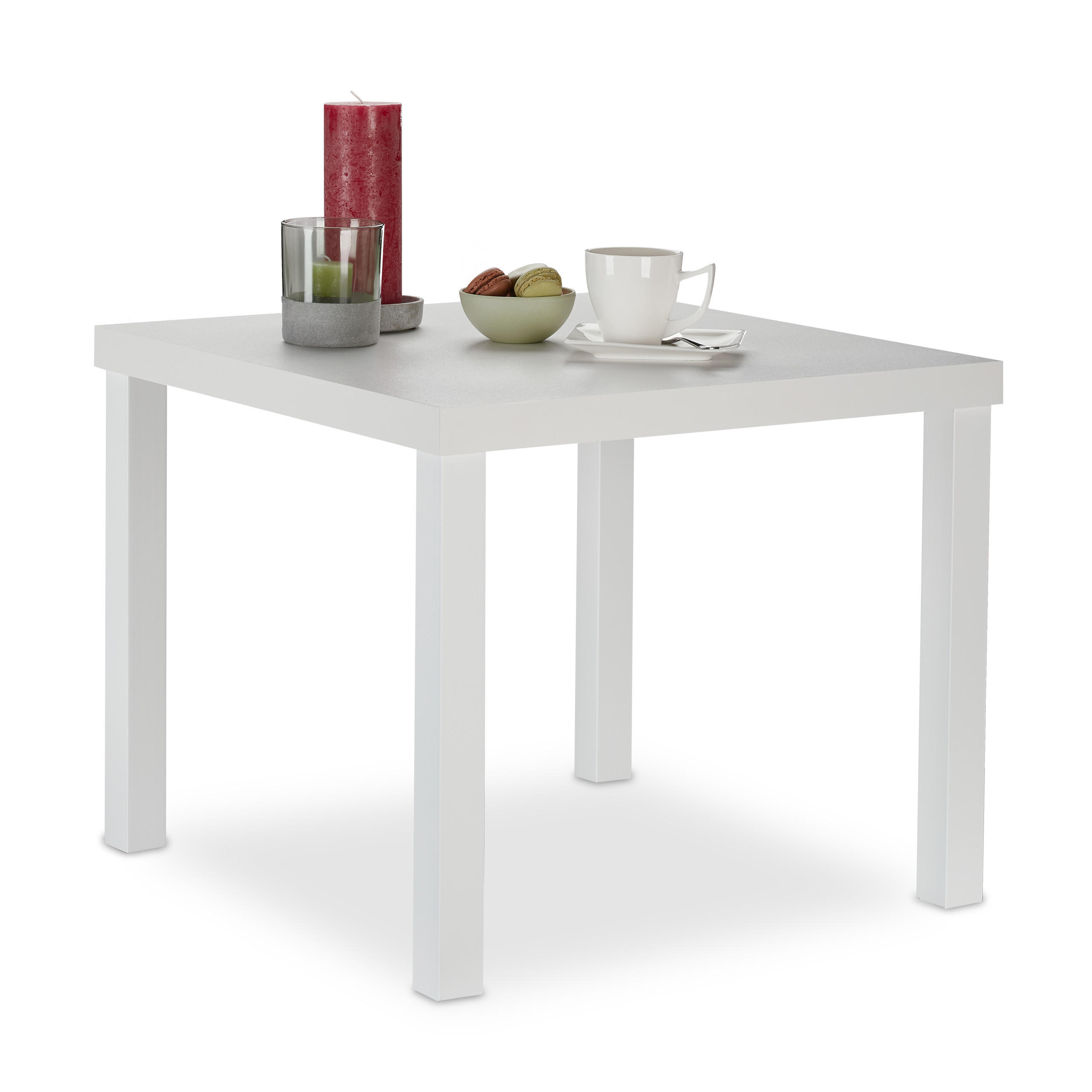 BEISTELLTISCH - Weiß, Holzwerkstoff (55/55/45cm) - Relaxdays
