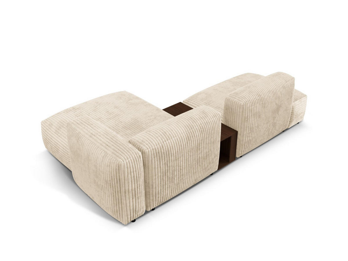 ECKSOFA modular rechts Martina aus Cord leichtes beige 2 Sitzplätze - Creme, Textil (176/285cm) - Micadoni