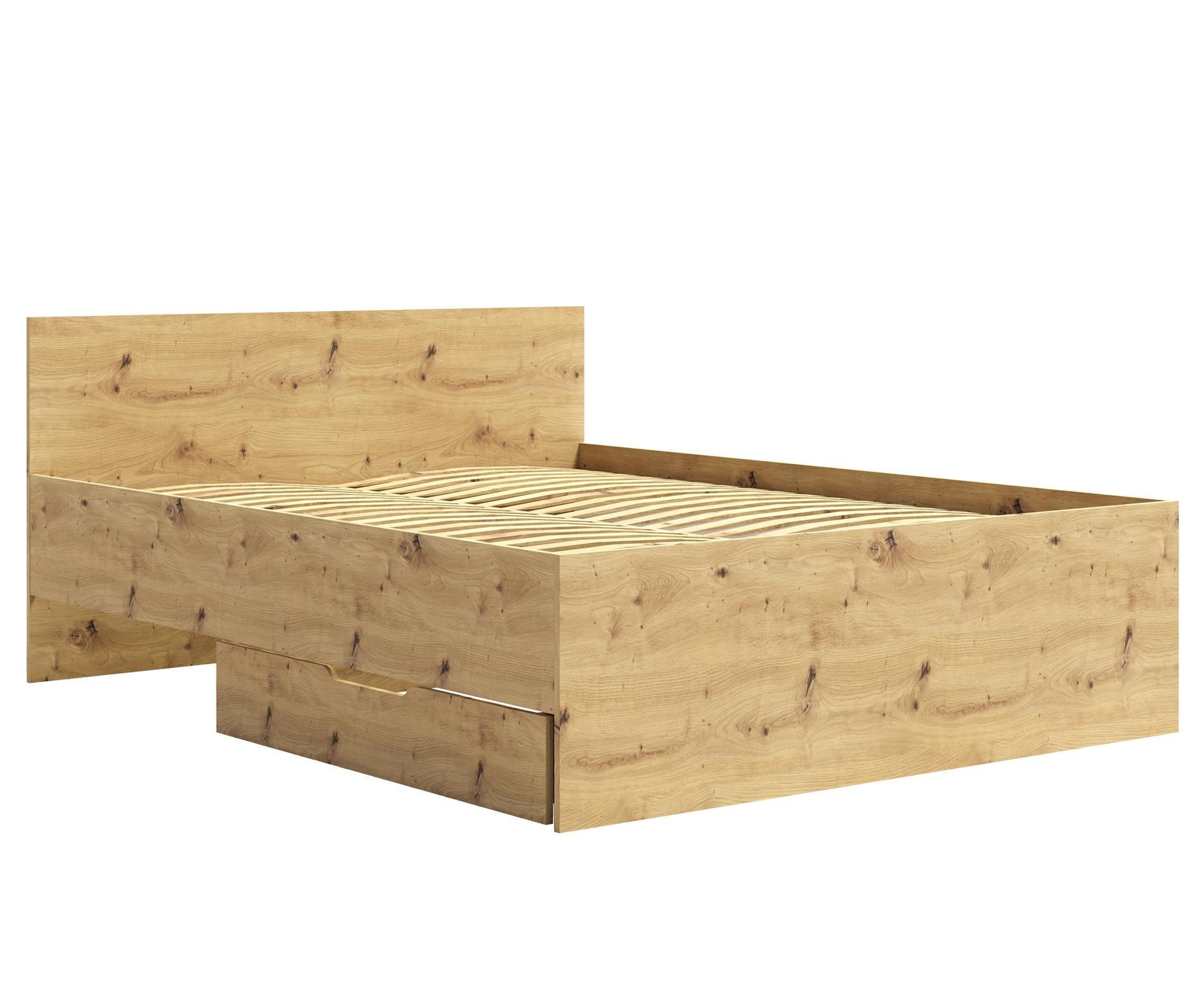 BETT Maxivo Artisan Eiche, mit hohem Kopfteil und Holzrahmen, Bettzeugbehälter - Eiche Artisan, Holzwerkstoff (160/200cm) - Bettso