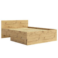 BETT Maxivo Artisan Eiche, mit hohem Kopfteil und Holzrahmen, Bettzeugbehälter - Eiche Artisan, Holzwerkstoff (160/200cm) - Bettso