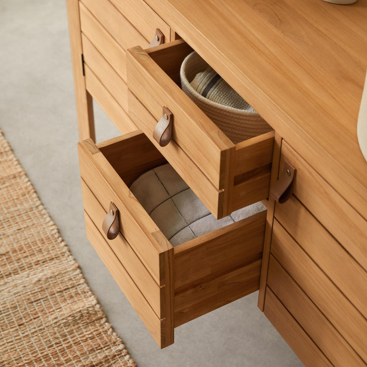 WASCHTISCHUNTERSCHRANK Minimalys Natur aus Teak - Naturfarben, Holz (145/78/50cm) - Tikamoon
