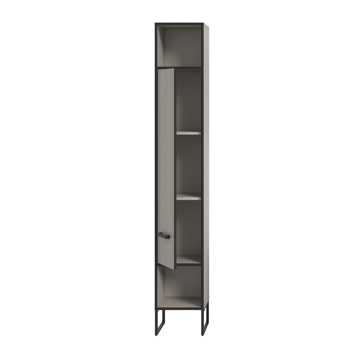 BADEZIMMERSCHRANK mit 1 Tür und 2 Nischen, Kaschmir 32/192/30 cm - Beige, Holzwerkstoff (32/192/37.4cm) - Calicosy