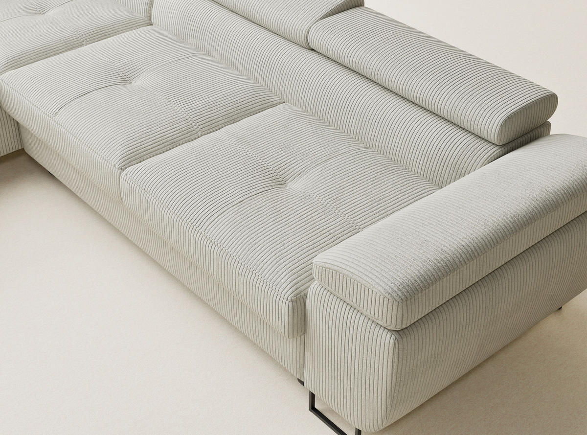 ECKSOFA MIT SCHLAFFUNKTION Concord Creme Samtstoff - Creme/Schwarz, Holz/Holzwerkstoff (203/277cm) - Maison de Reve