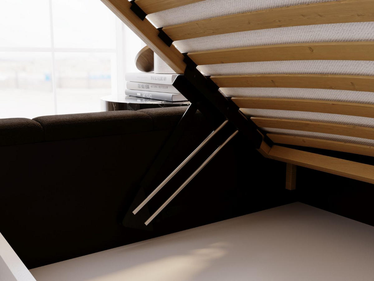 POLSTERBETT Mellow 140x200 Schwarz - Schwarz, Textil (140/200cm) - Graingold