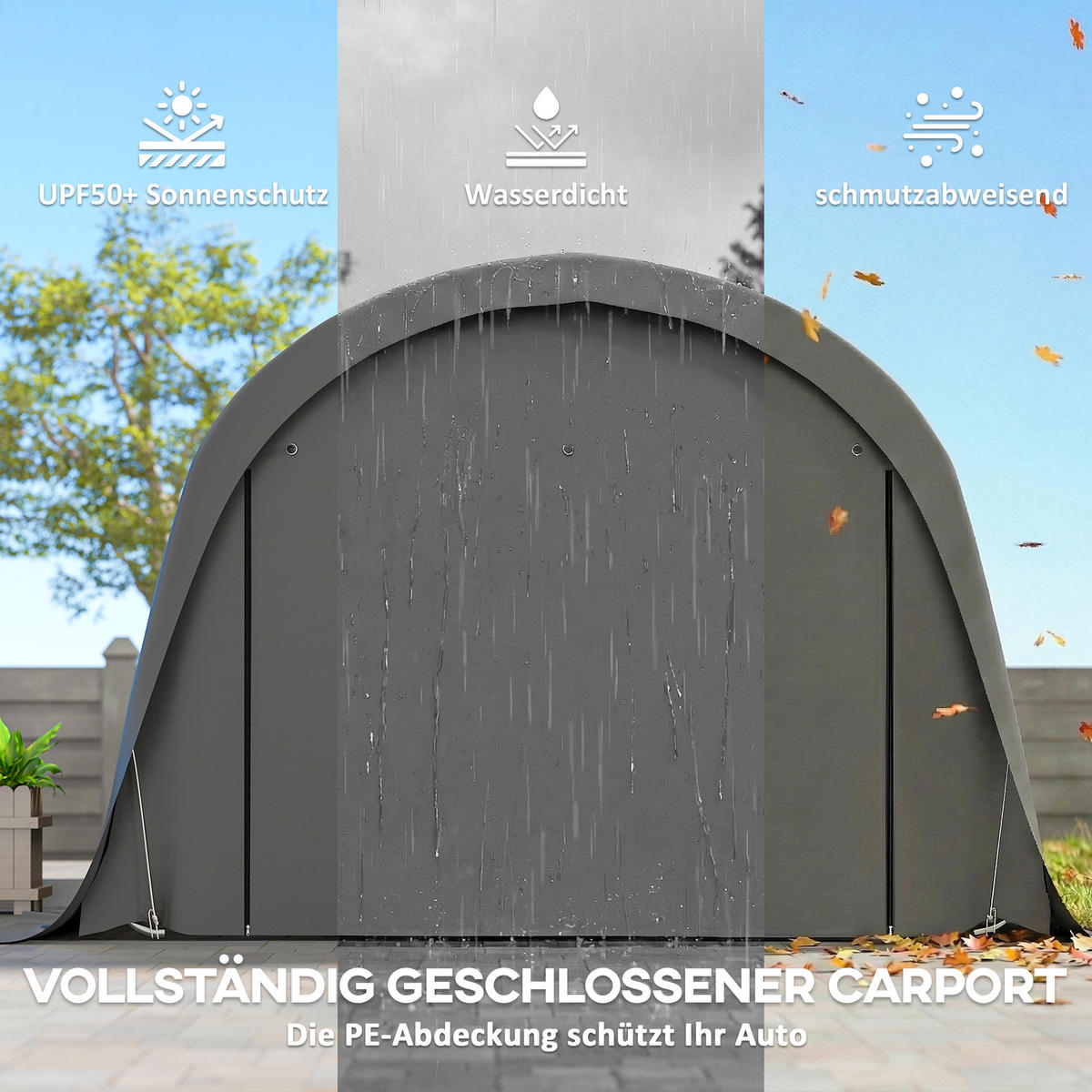 CARPORT Verzinkter-Stahl PE Dunkelgrau - Dunkelgrau, Metall (300/266/600cm) - Outsunny