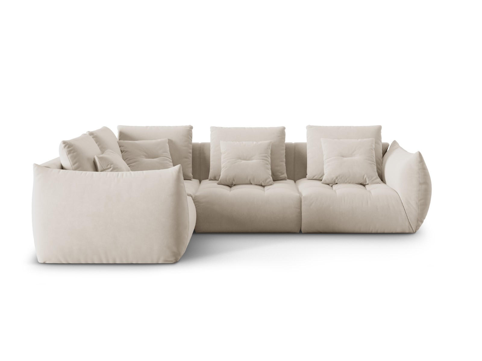 ECKSOFA modular links Bloom aus Samt ecru 3 Sitzplätze - Ecru, Textil (216/316cm) - Micadoni