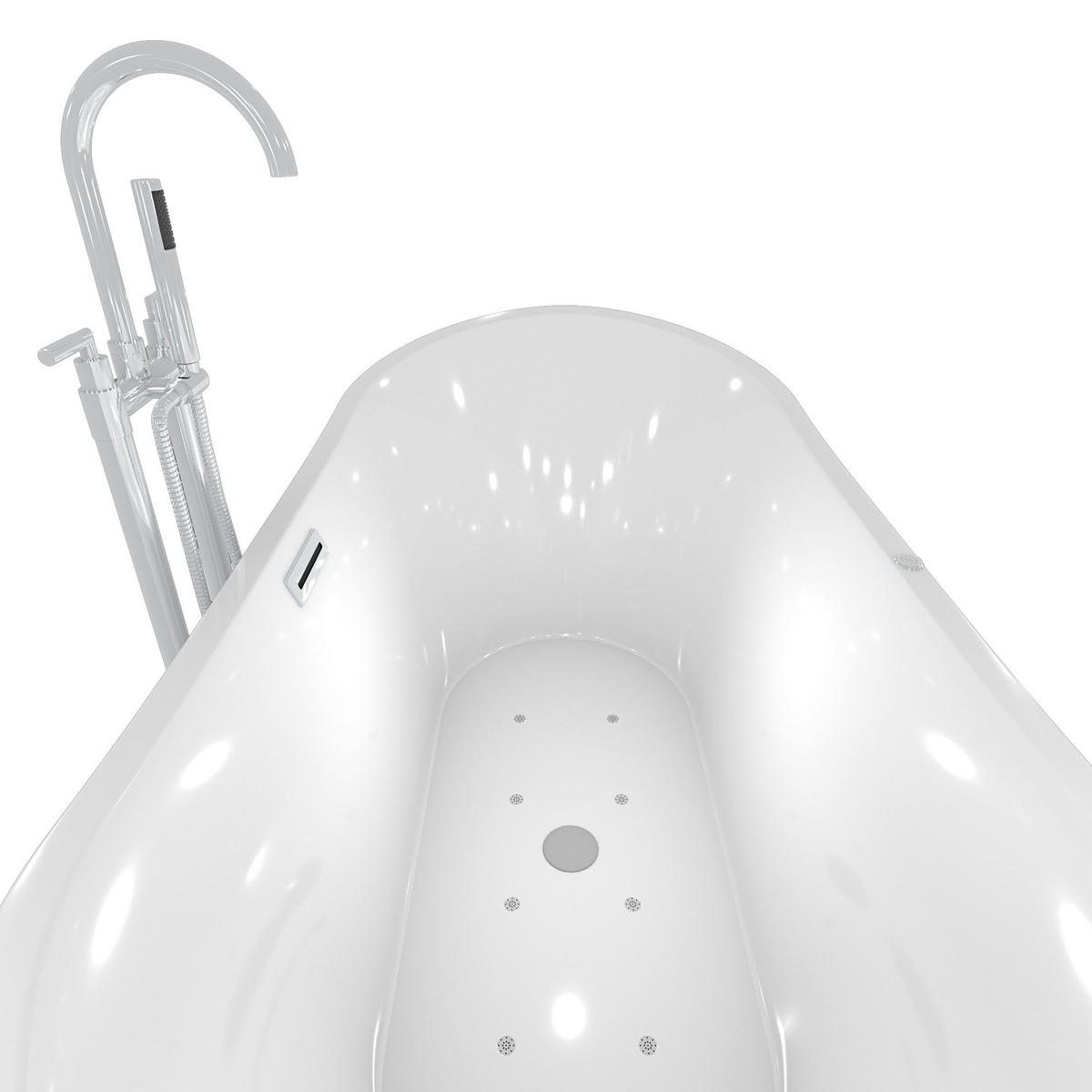 FREISTEHENDE Badewanne Wanne F13 180x92cm Whirlpool Armatur AF03 - Weiß, Glas/Kunststoff (80/72/180cm) - AcquaVapore by Sandra Jentho