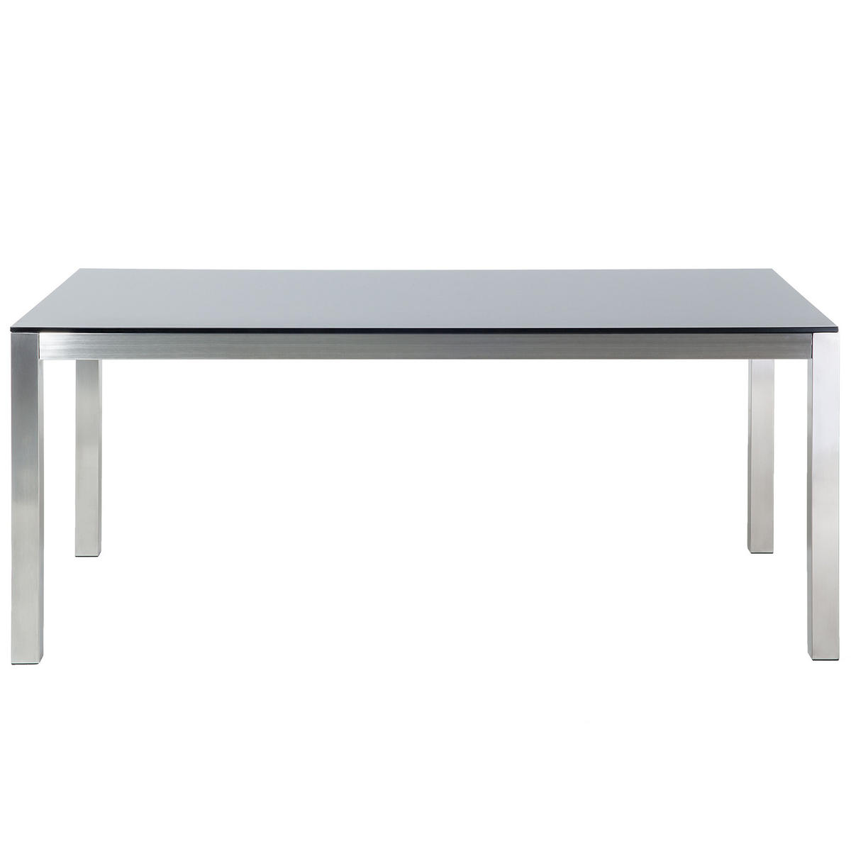 GARTENTISCH Glas schwarz 180/90 cm Grosseto - Silberfarben/Schwarz, Glas (180/90/76cm) - Beliani