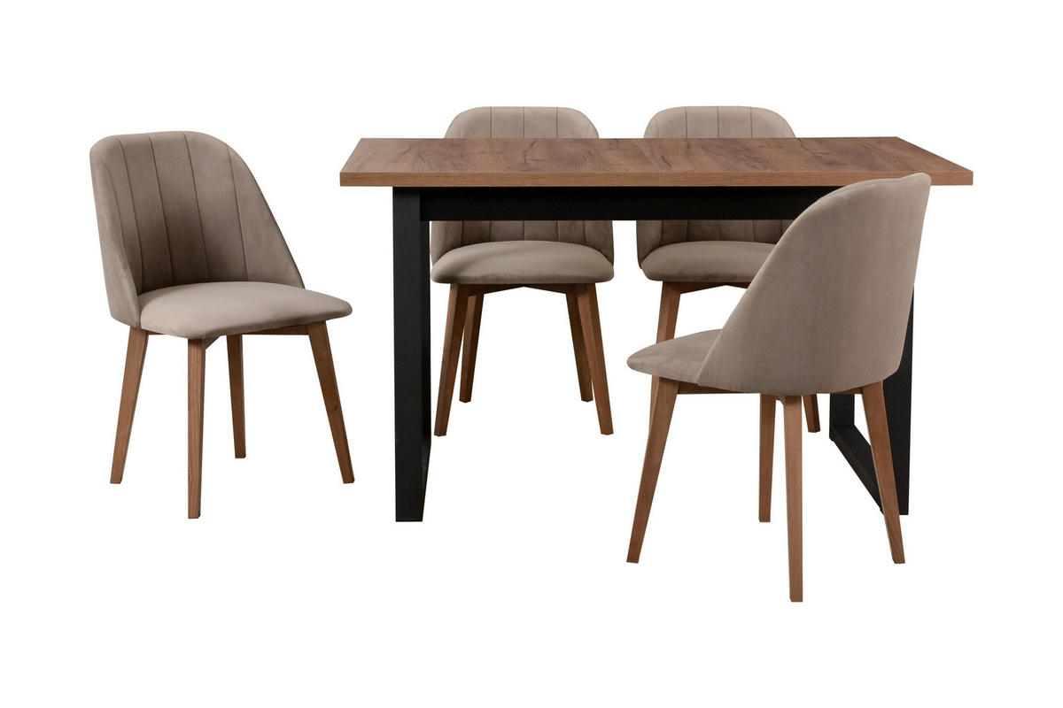 ESSZIMMERSTUHL 4x "MONTI 3", schwarz, riviera 16, nähte: gerade - Schwarz, Holz (43/83/40cm) - Leaf Design