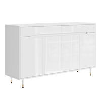 SIDEBOARD 2 Türen, 2 Schubladen, Goldene Beine Platz für 18–24 Paar Schuhe, Verstellbare Regale, Weiß - Weiß, Holzwerkstoff (140/84/39cm) - Urban Meuble