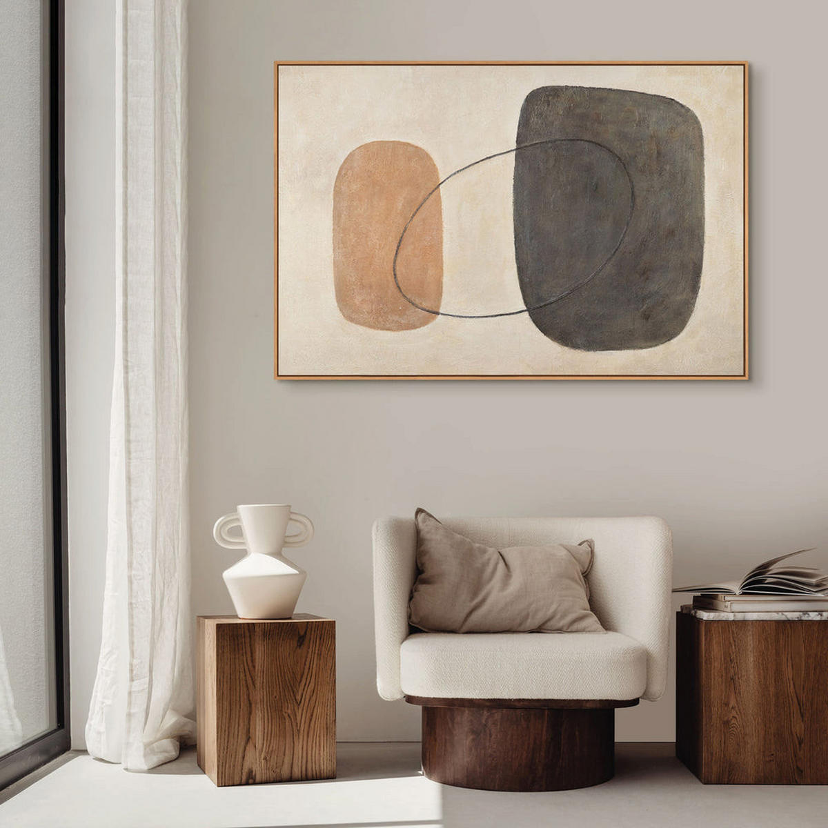 GEMÄLDE Ausgewogenheit der Kontraste Schattenfugenrahmen Eichefarben 120x80 cm - Eichefarben, Holz (120/80cm) - YS-art gallery