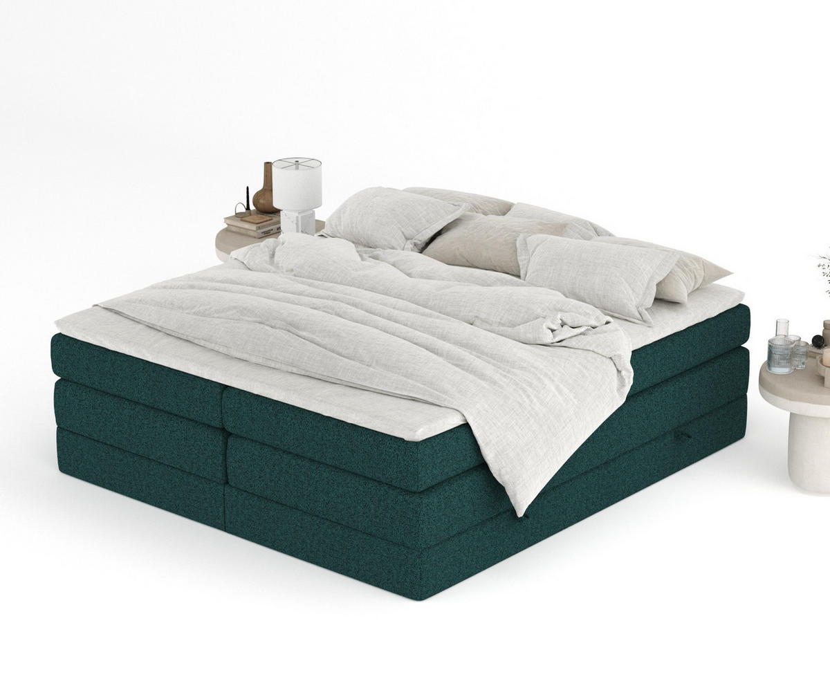 BOXSPRINGBETT Juniper Grün 200/200 cm - Schwarz/Grün, Holz/Holzwerkstoff (200/200cm) - Maison de Reve