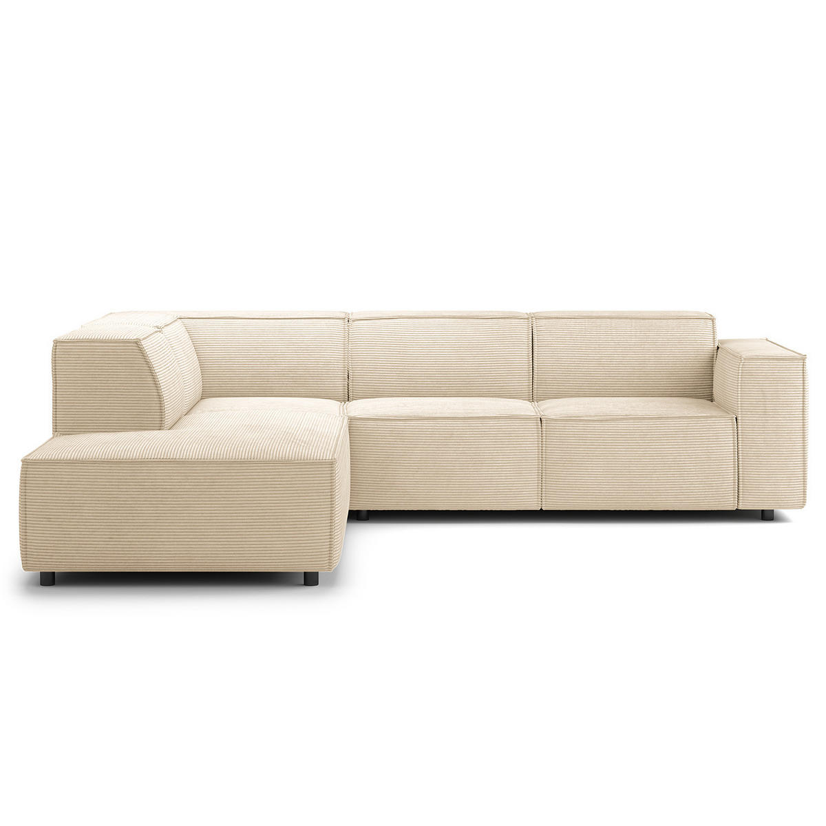 ECKSOFA mit Ottomane - Beige/Schwarz, Kunststoff/Textil (260/234cm) - home24