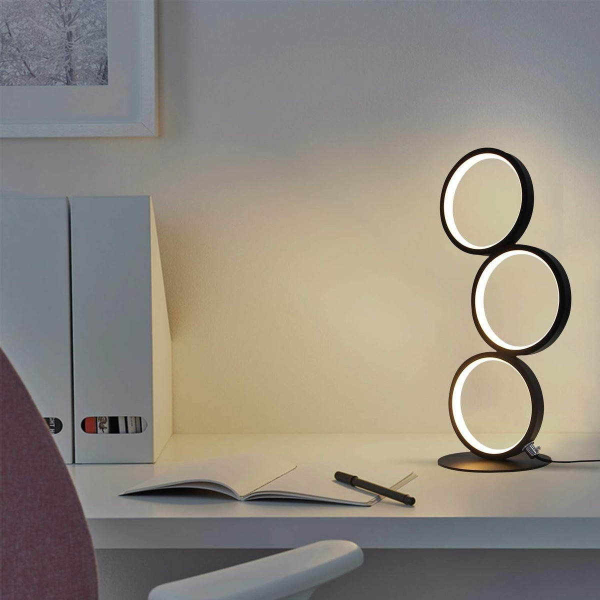 LED-TISCHLEUCHTE Chemnitz 14/14/38 cm - Schwarz, Metall (14/14/38cm) - Nettlife