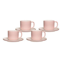 KAFFEETASSEN MIT UNTERTASSEN Jasper Rosa 240 ml 4er Set - Rosa, Keramik (15/9/15cm) - Ritzenhoff Breker