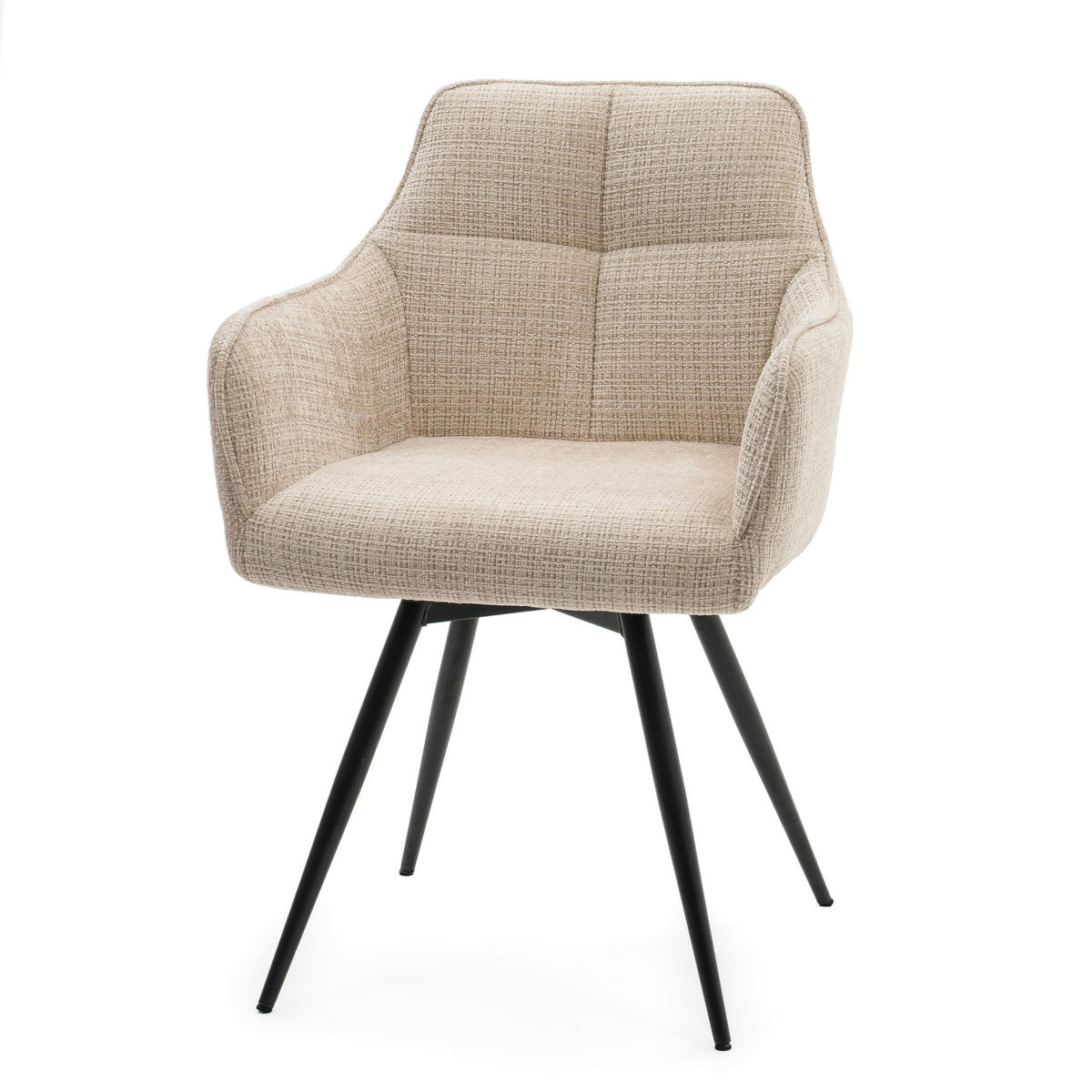 STUHL QUATTRO drehbar gepolsterter mit Steppung - hellbeige - Chenille - Ecru/Beige, Textil/Metall (58/86/60cm) - NEW HOME