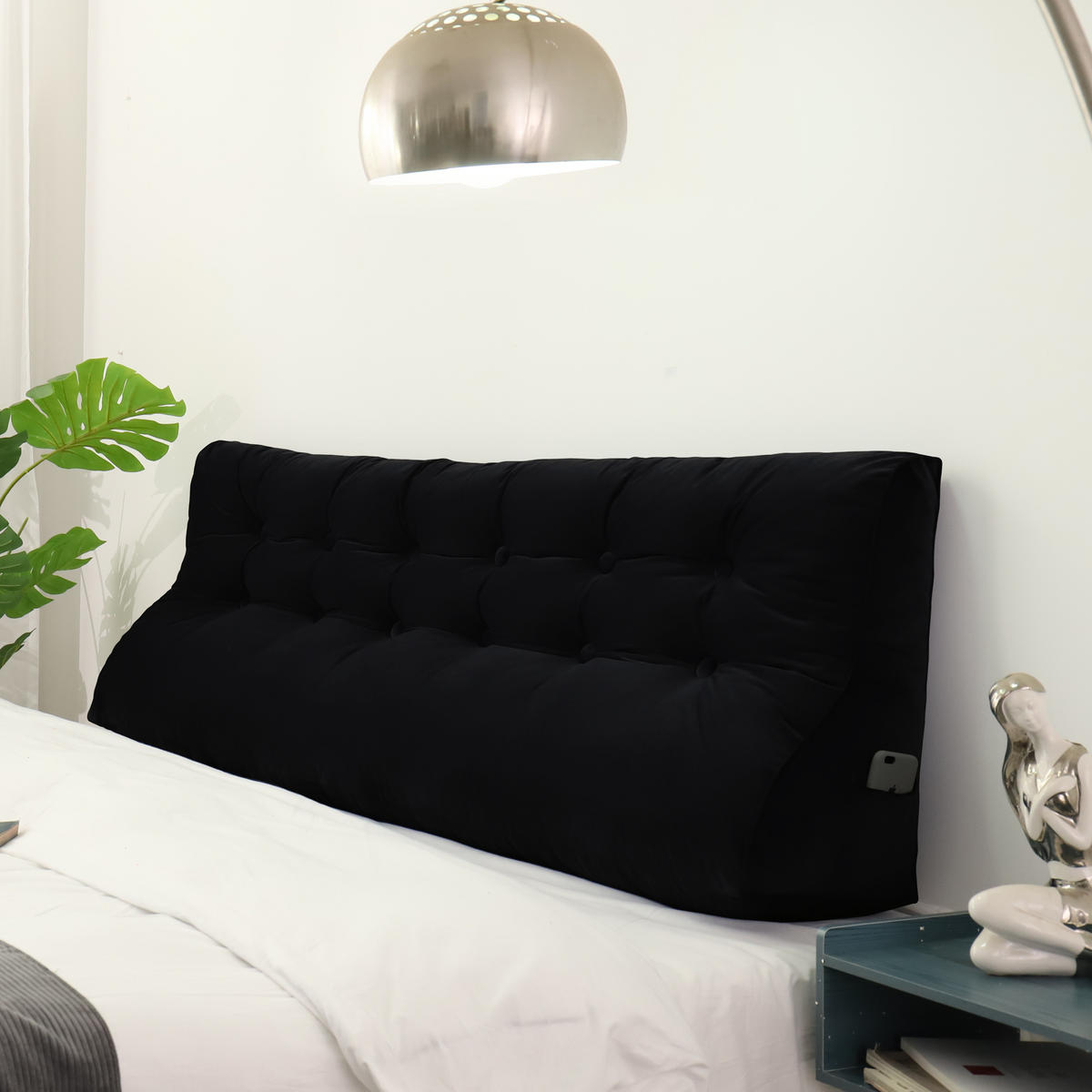 RÜCKENKISSEN Körperkontur Samtlook Schwarz 180 cm - Schwarz, Textil (55/180cm) - Vercart