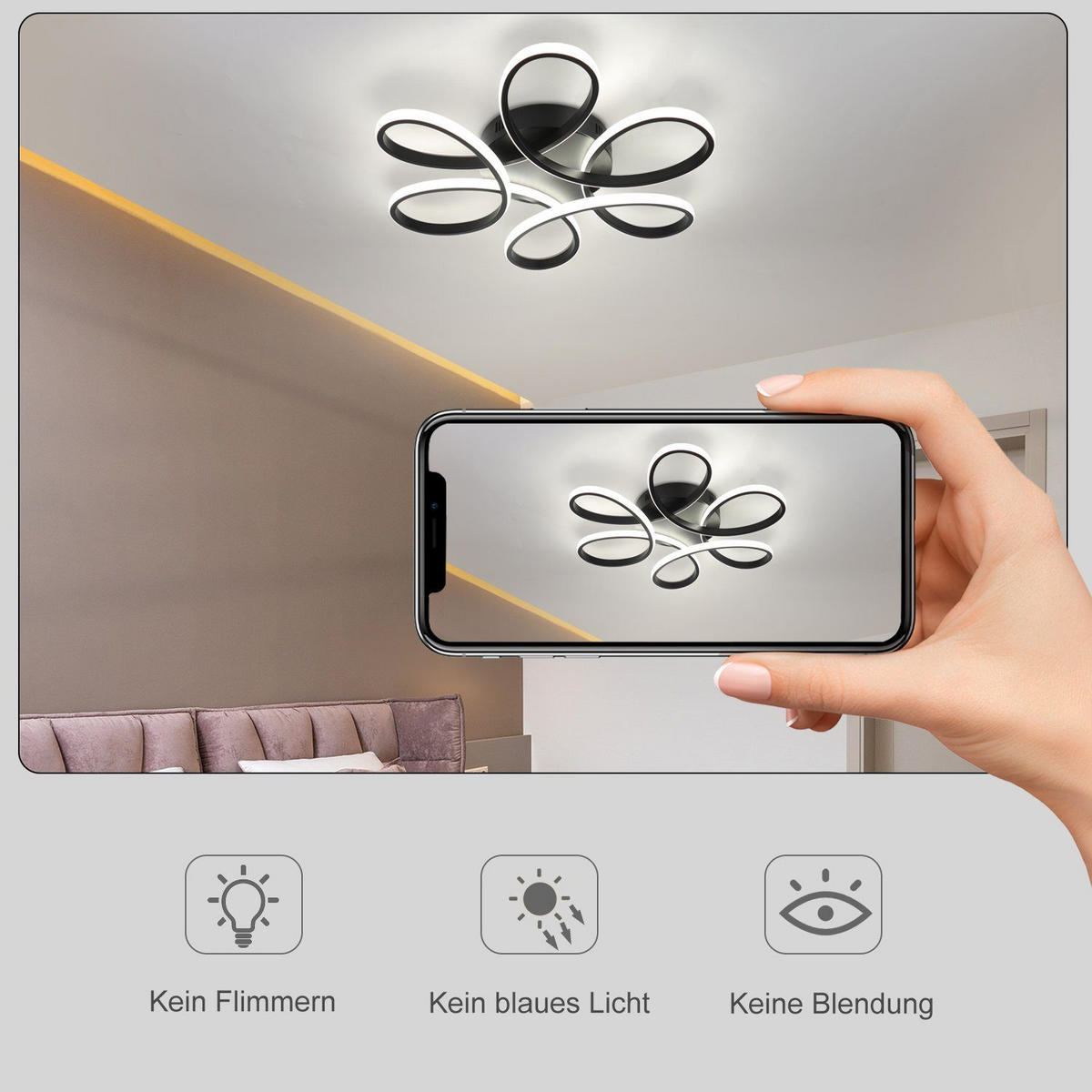 LED stropní svítidlo Naxis 50/50/9 cm - černá, kov (50/50/9cm) - Nettlife