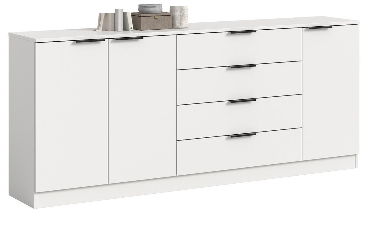 SIDEBOARD weiß 185 x 80 cm, Kommode mit viel Stauraum - Schwarz/Weiß, Holzwerkstoff/Kunststoff (185/80/35cm) - Inn.Furn