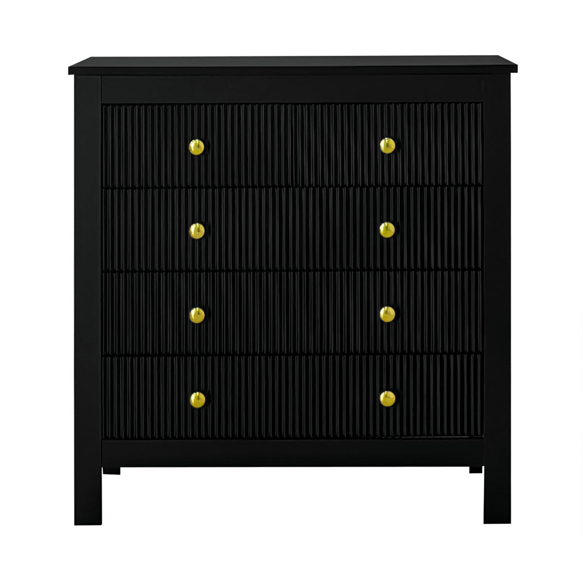 KOMMODE 79/80,5/39,5 cm Schwarz aus Spanplatte mit 5 Schubladen - Schwarz, Holzwerkstoff (39.5/80.5/79cm) - OKMYHOME