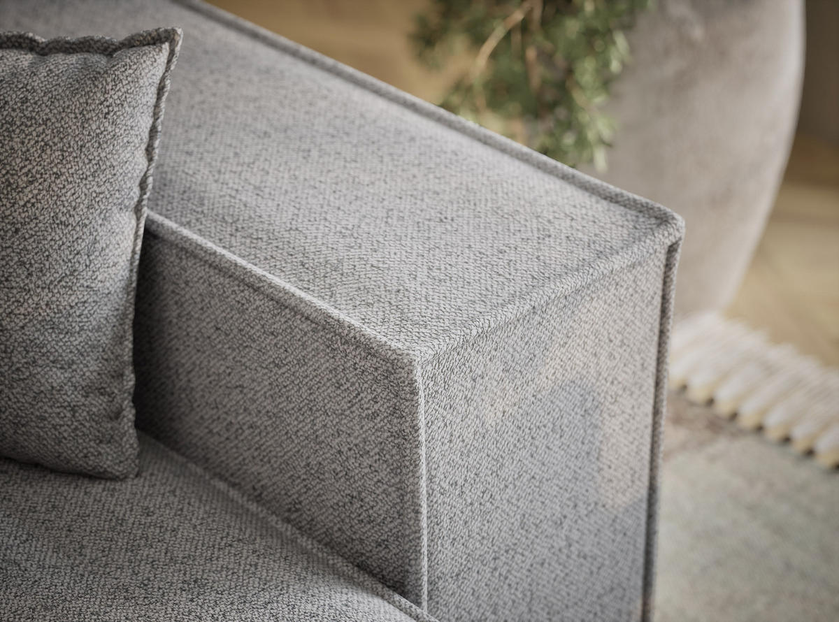 ECKSOFA MIT SCHLAFFUNKTION Moyo Hellgrau Webstoff - Hellgrau/Schwarz, Holz/Holzwerkstoff (255/148cm) - Maison de Reve