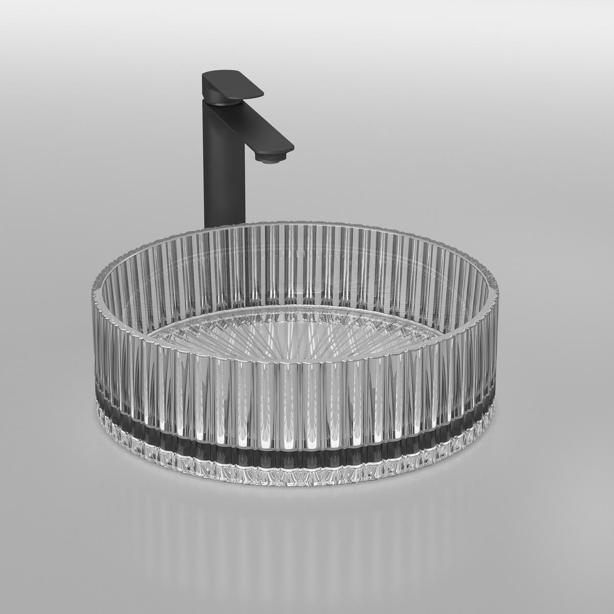 WASCHBECKEN Klarglasspüle Grau Ø40 / 12 cm - Transparent, Glas (40/12/40cm) - EMKE