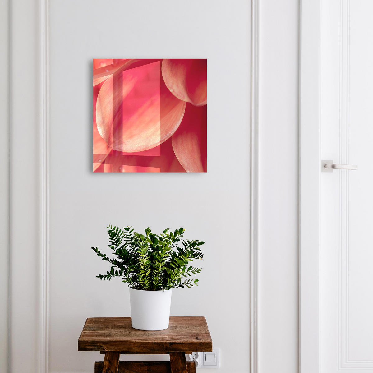 SCHLÜSSELBOX Schwarz 30x30 cm- Türöffnung nach rechts - Florale Intimität - Rot, Metall (30/30/5cm) - TULUP