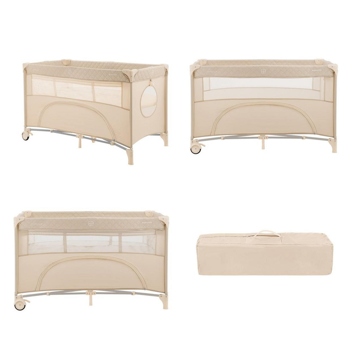 REISEBETT Nighty Night beige 2 Ebenen, Spielbogen, 2 Räder, Wickelauflage - Beige, Kunststoff (60/120cm) - Kikka boo