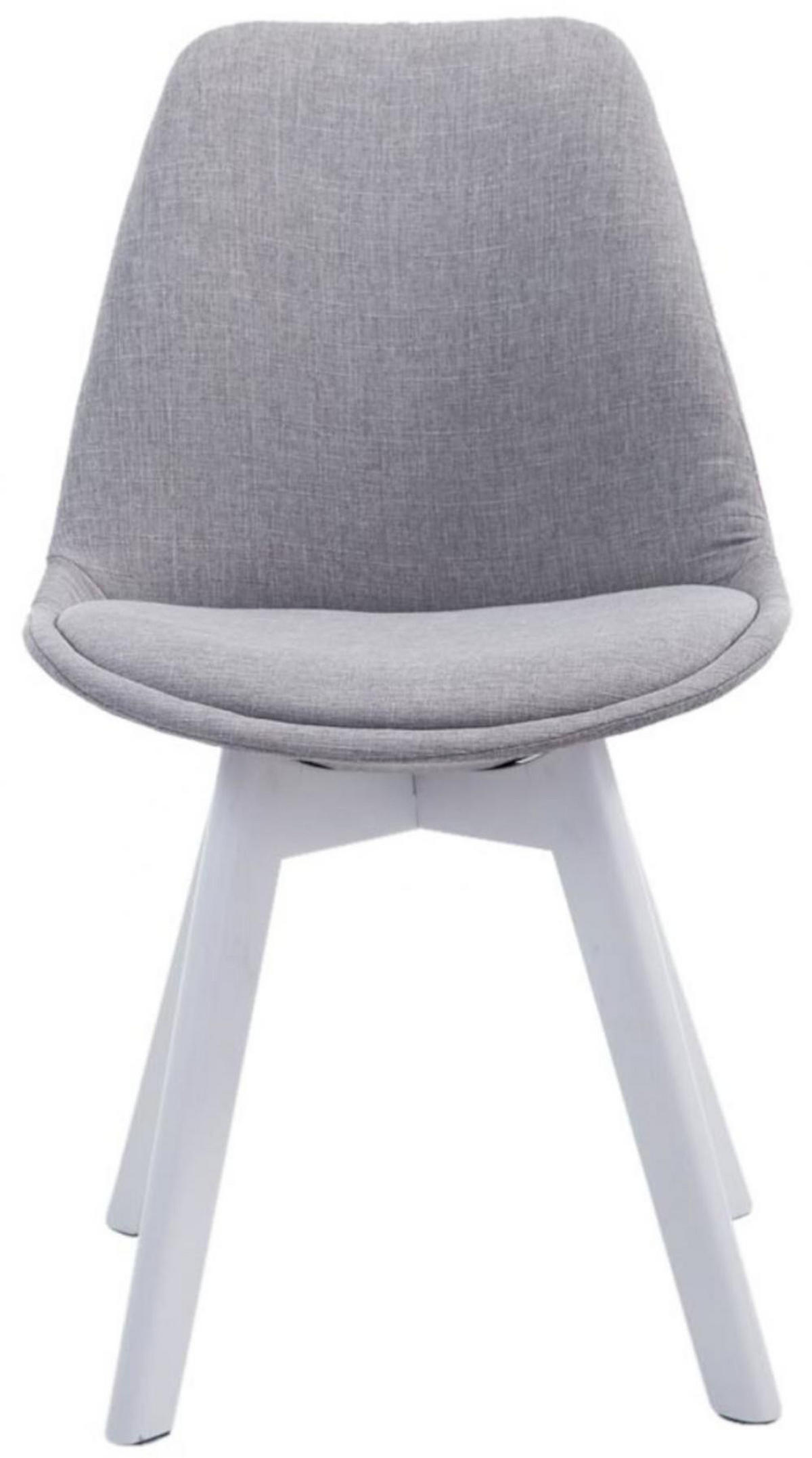 STUHL 4er Set Stoff grau - Weiß/Grau, Holz/Textil (48/84/55cm) - CLP