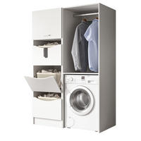 WASCHMASCHINENSCHRANK weiß Set 2-teilig 126 cm, Waschmaschinenumbau mit viel Stauraum - Silberfarben/Weiß, Glas/Holzwerkstoff (126/196/68cm) - Inn.Furn
