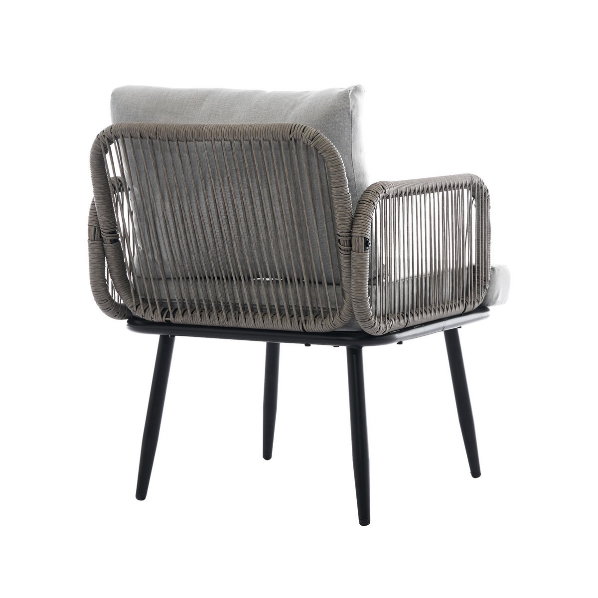 GARTENGARNITUR 4-teiliges Gartenmöbel Set,PE Rattan Garten-Loungestuhl-Set,Grau - Grau, Metall - LVHOM