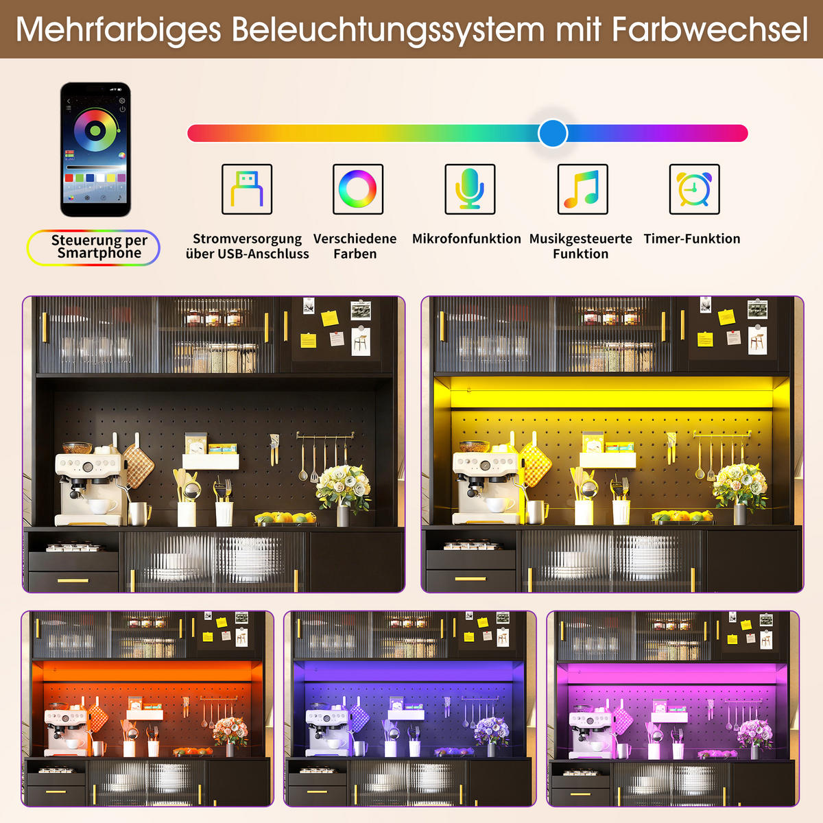 BUFFETSCHRANK Hochglanz Schwarz LED Glas Schiebetür - Schwarz, Holzwerkstoff (140/180/40cm) - FLIEKS