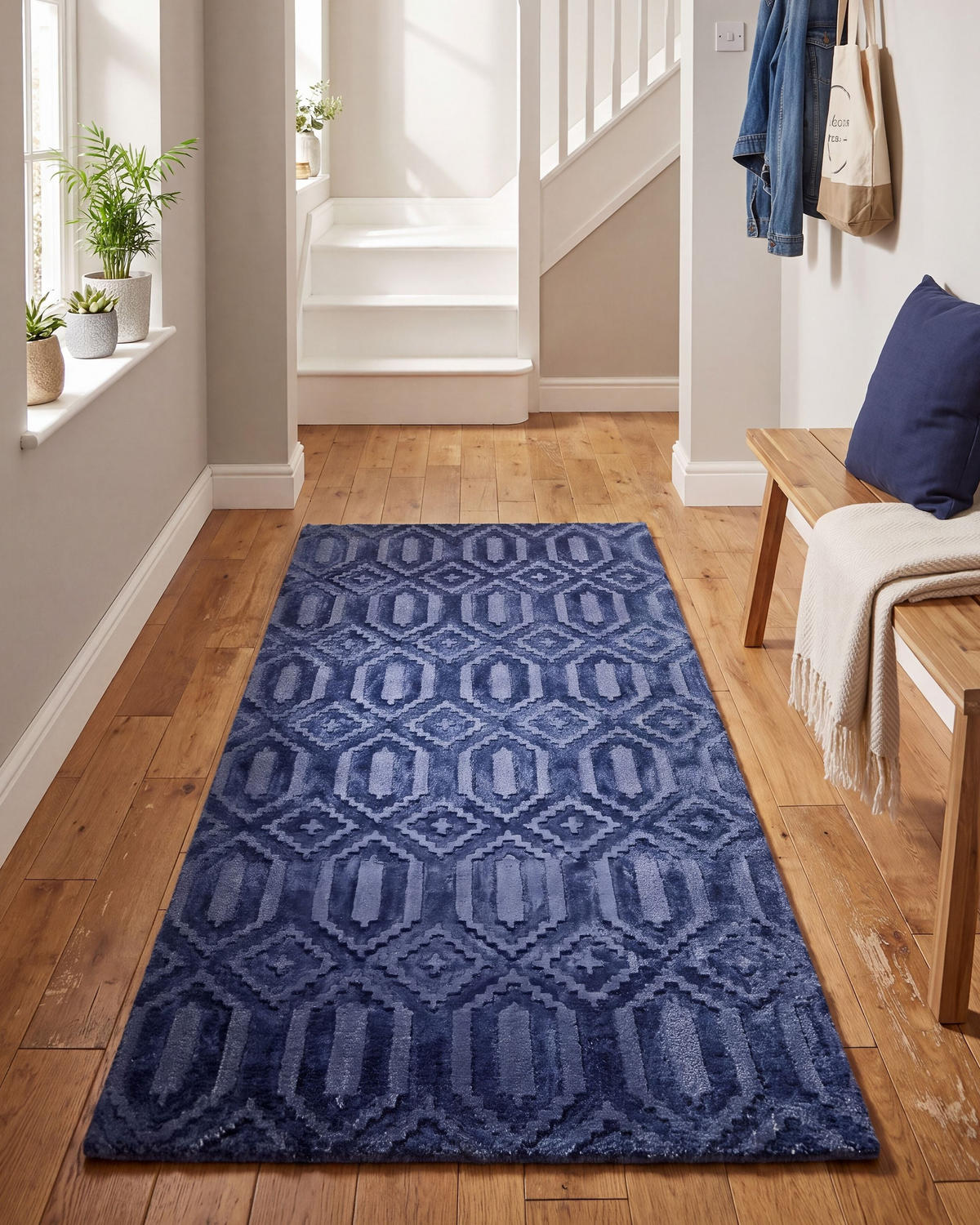 KURZFLOR-TEPPICH Adatepe 150/80 cm - Blau, Naturmaterialen (80/150cm) - Beliani
