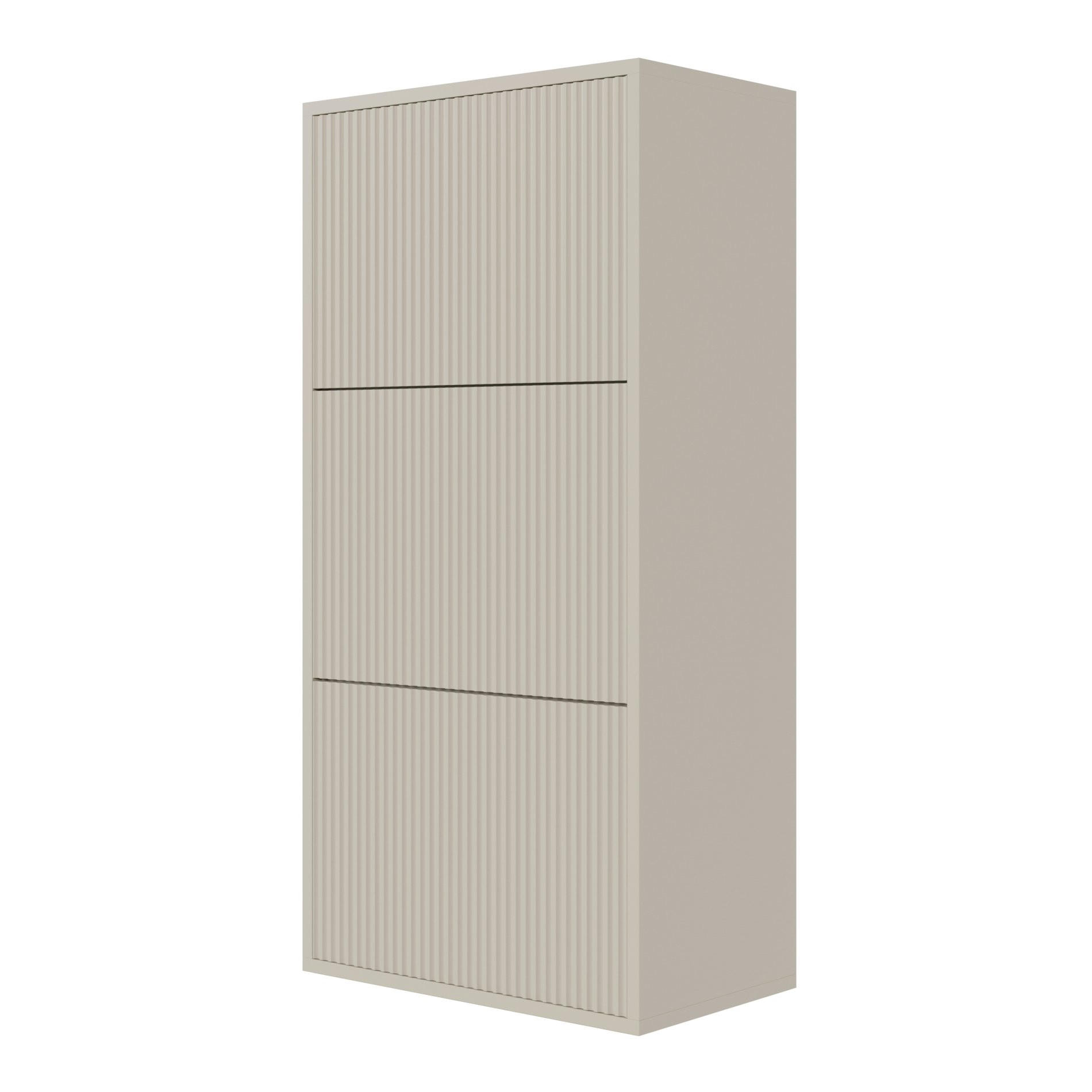 SCHUHKIPPER Veldio mit 3 Klappen Greige 50 cm - Taupe, Holzwerkstoff (50/103/30cm) - Selsey